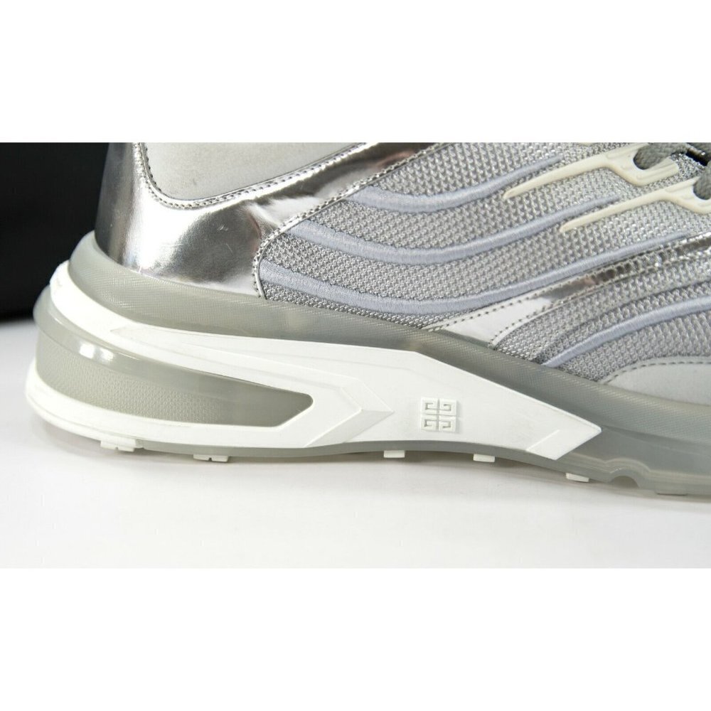 Givenchy Mens GIV 1 Silver Metallic Calf Leather Sneakers 46 NIB - Picture 3 of 12